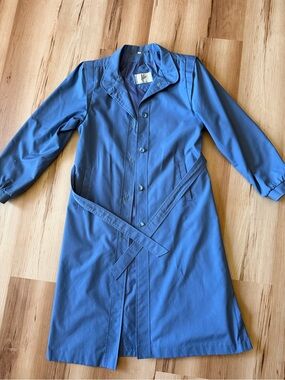 Vintage Ada Blue Belted Trench Coat